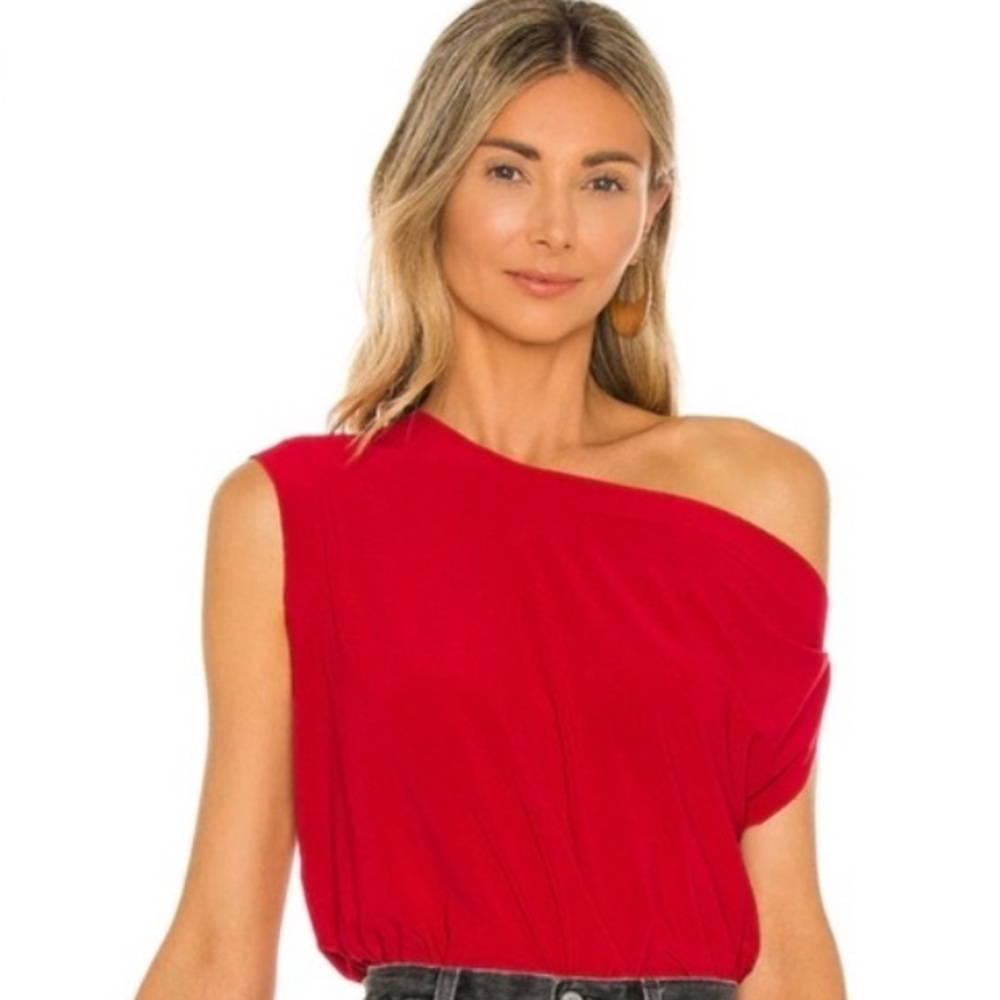 Norma Kamali Red Drop Shoulder Top XS NWT